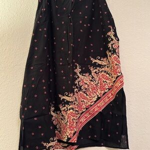Venezia Black and Red A-Line Skirt